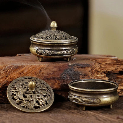 Longfeng Three Legged Fingertip Incense Burner with Non Stick Powder Tray