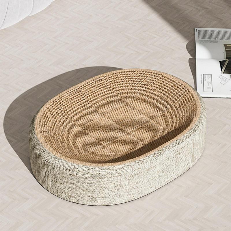 Sisal Scratching Cat Bed, Oval Shape Scratch Pad, Multifunctional Pet Sleeping Mat for Cats