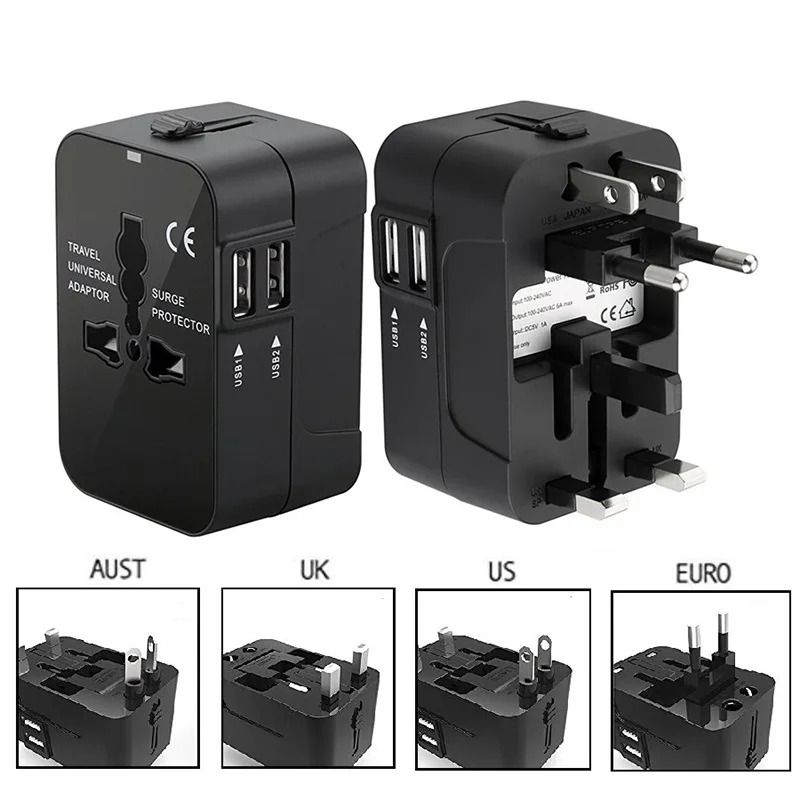 Universal Travel Adapter With Dual USB Ports For EU UK US And AU Outlets 6