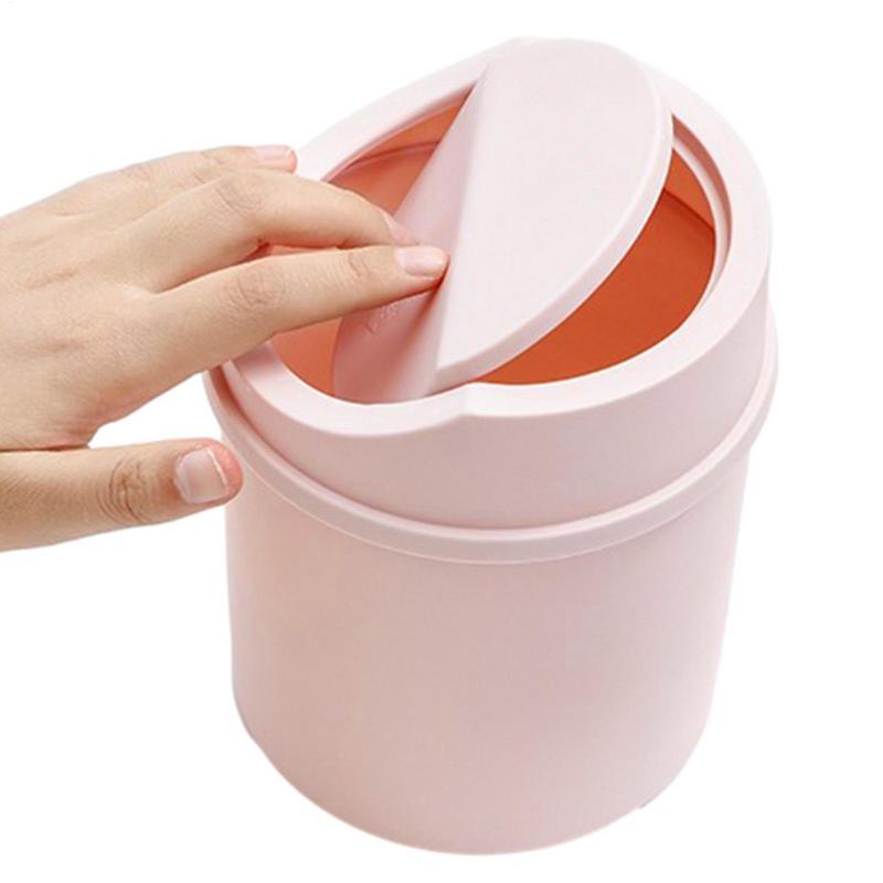 Compact Small Trash Can Tube With Cover, Mini Desktop Bin for Bedroom, Clean Storage Box for Desk