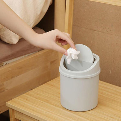 Compact Small Trash Can Tube With Cover, Mini Desktop Bin for Bedroom, Clean Storage Box for Desk