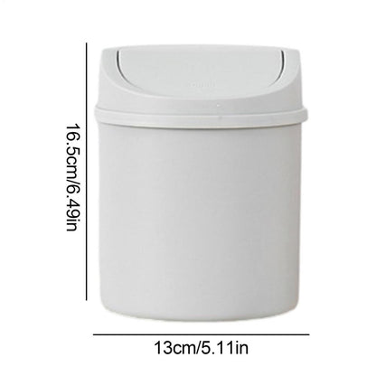 Compact Small Trash Can Tube With Cover, Mini Desktop Bin for Bedroom, Clean Storage Box for Desk