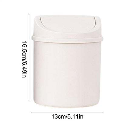 Compact Small Trash Can Tube With Cover, Mini Desktop Bin for Bedroom, Clean Storage Box for Desk