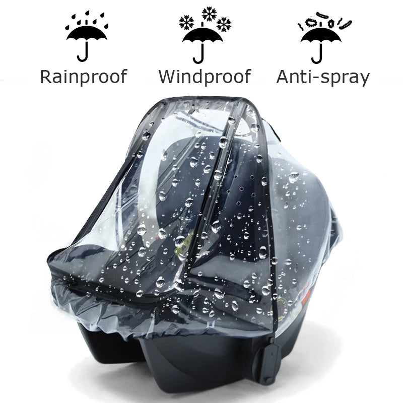 Windproof Baby Safety Seat Rain Cover Transparent EVA Stroller Dust Cover With Mosquito Net For Bab 1