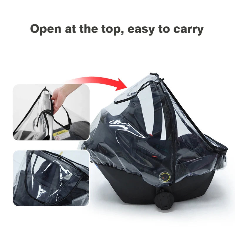 Windproof Baby Safety Seat Rain Cover Transparent EVA Stroller Dust Cover With Mosquito Net For Bab 5