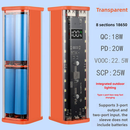 Fast Charging Power Bank Case Transparent USB C Battery Storage Box DIY Shell For Smartphones 0