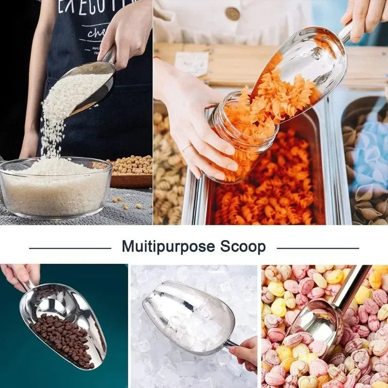 Stainless Steel Ice Shovel MultiFunctional Measuring Spoons For Flour Coffee Beans Grain And More 3