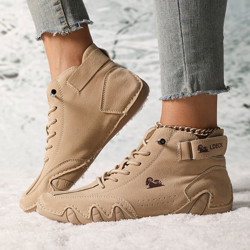 Luxury Winter Boots Waterproof Leather Ankle Boots For Women Comfortable Warm Fur Snow Boot 4
