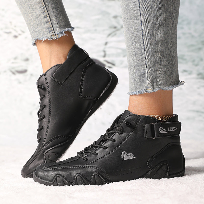Luxury Winter Boots Waterproof Leather Ankle Boots For Women Comfortable Warm Fur Snow Boot 2