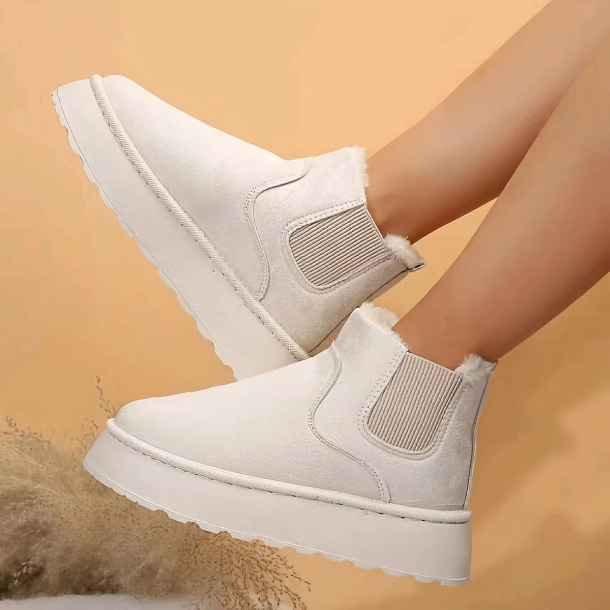 New Suede Fur Winter Women Short Plush Snow Boots Chelsea Ankle Boots Casual Shoes Flats Platform L 6