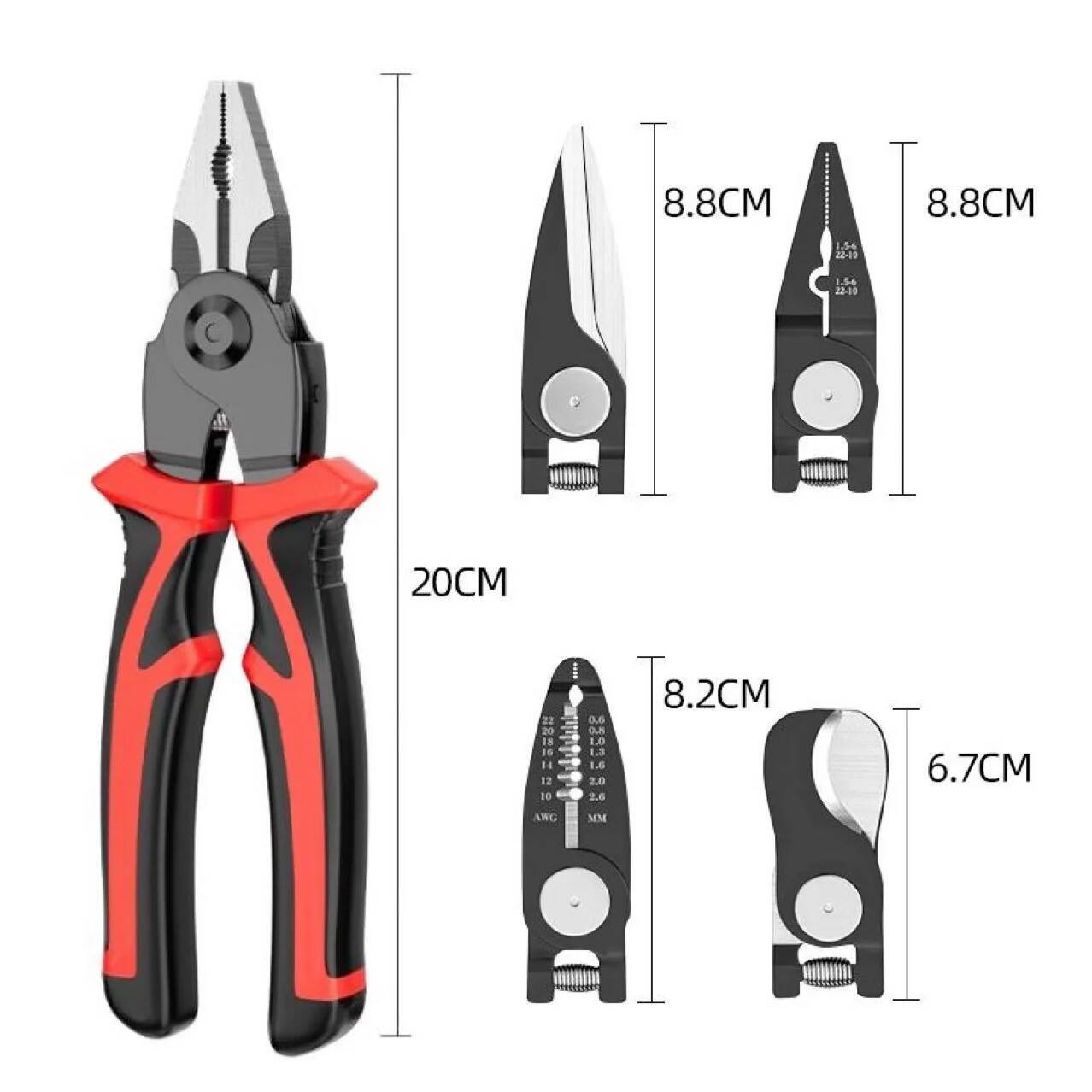 Multi-tool Pliers Set, Crimping Pliers, Wire Stripper, Quick Change Plier Head Set, Wire Cutters, Cable Cutter