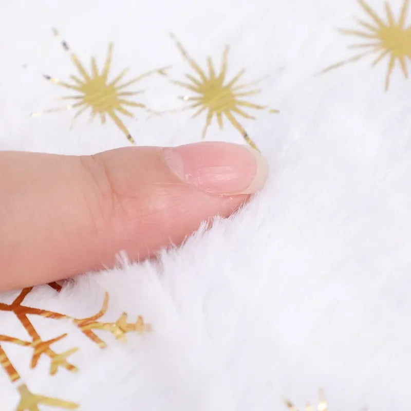 Christmas Tree Skirt White Faux Fur Sequin Carpet Mat Round Xmas Tree Skirt For Holiday Party Decor 4