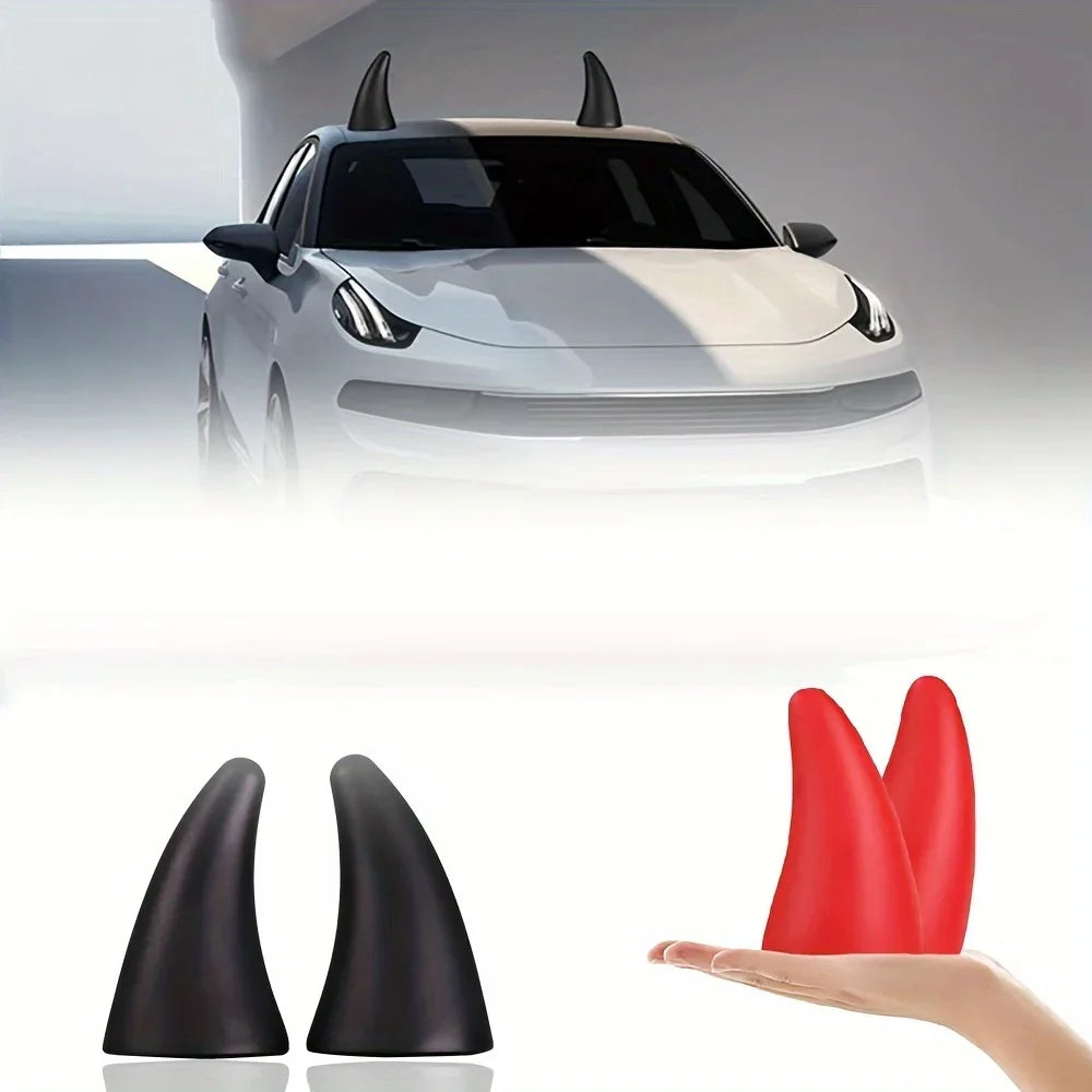 Enhance Vehicle Style with Two Eye-catching Devil Horns, Roof Decorations for Cars, Tricycles, and Four-wheelers