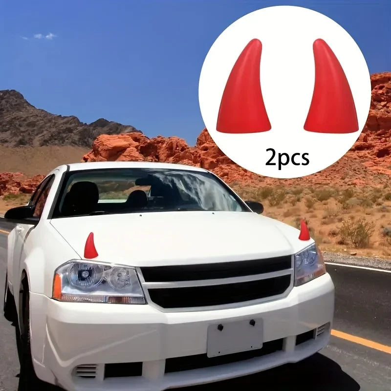 Enhance Vehicle Style With Two Eyecatching Devil Horns Roof Decorations For Cars Tricycles And Four 1