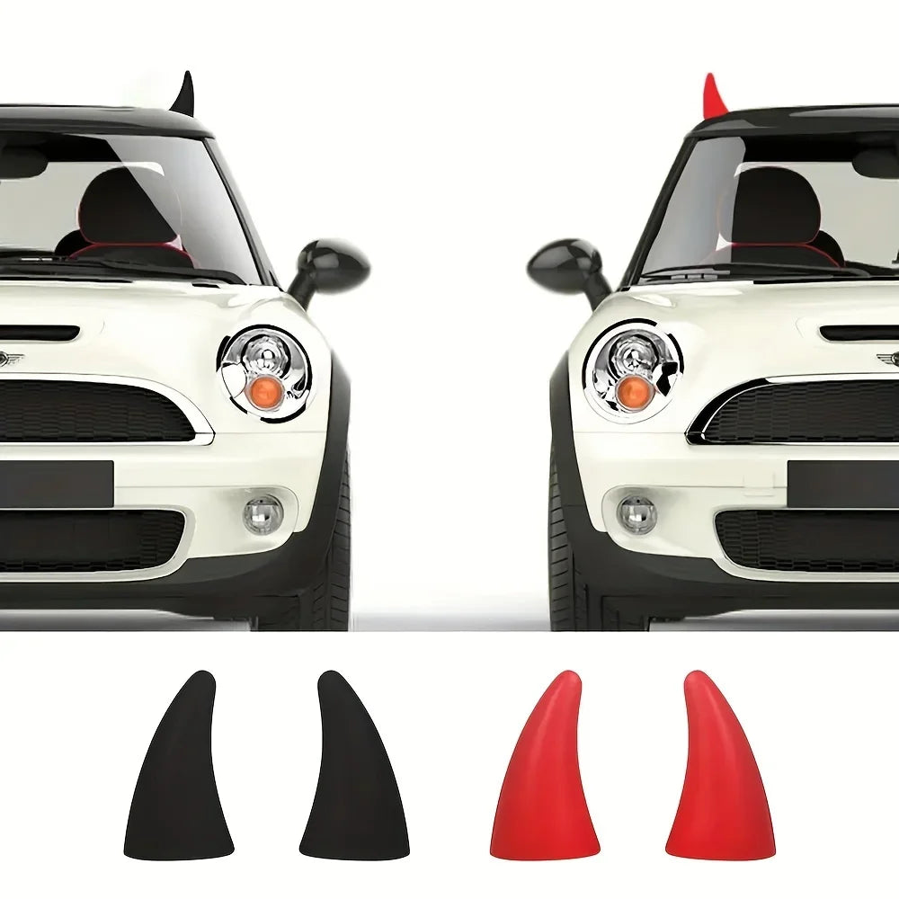 Enhance Vehicle Style With Two Eyecatching Devil Horns Roof Decorations For Cars Tricycles And Four 3