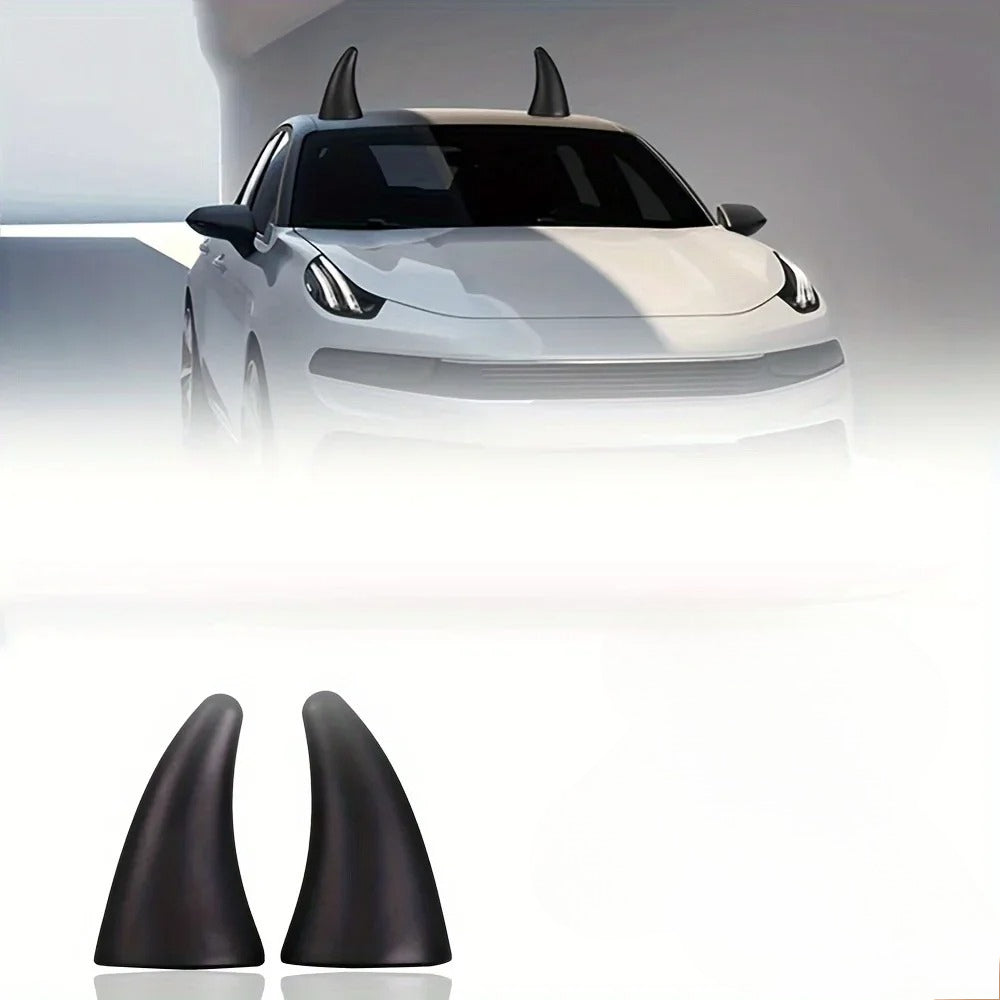 Enhance Vehicle Style With Two Eyecatching Devil Horns Roof Decorations For Cars Tricycles And Four 7