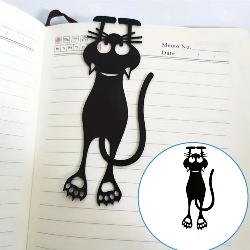 Kawaii Black Cat Bookmarks, Plastic Animal Bookmark for Creative Stationery Gifts