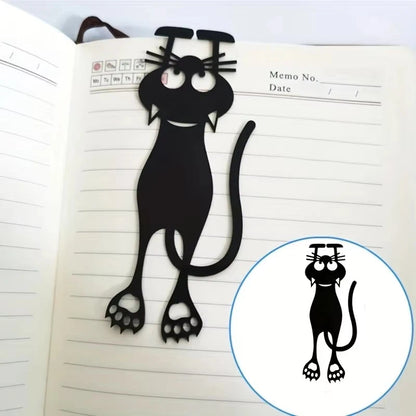 Kawaii Black Cat Bookmarks, Plastic Animal Bookmark for Creative Stationery Gifts