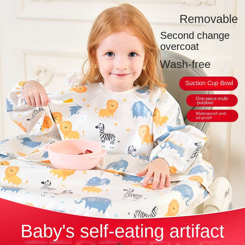 Waterproof Feeding Bib For Baby Boys Girls Infant MessFree Apron Smock Full Coverage Table Bib 1