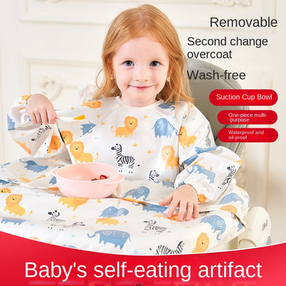 Waterproof Feeding Bib For Baby Boys Girls Infant MessFree Apron Smock Full Coverage Table Bib 1