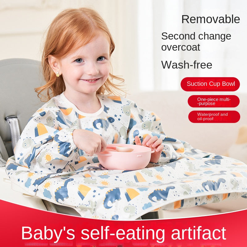 Waterproof Feeding Bib For Baby Boys Girls Infant MessFree Apron Smock Full Coverage Table Bib 2