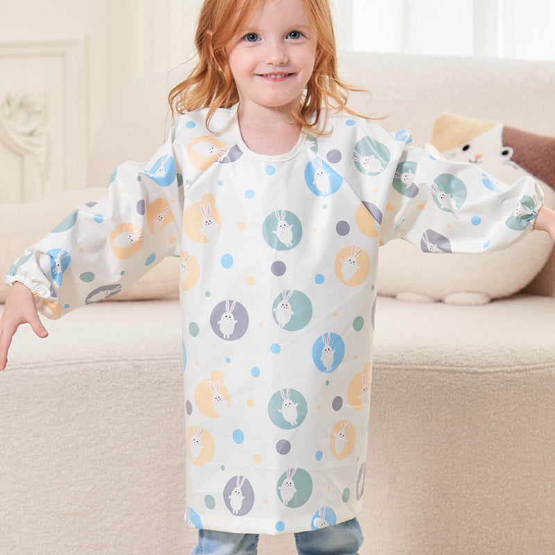 Waterproof Feeding Bib for Baby Boys Girls, Infant Mess-Free Apron Smock, Full Coverage Table Bib