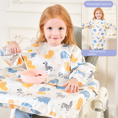 Waterproof Feeding Bib For Baby Boys Girls Infant MessFree Apron Smock Full Coverage Table Bib 7