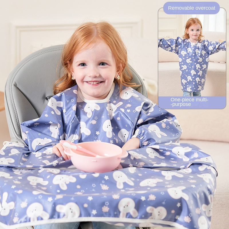 Waterproof Feeding Bib For Baby Boys Girls Infant MessFree Apron Smock Full Coverage Table Bib 8