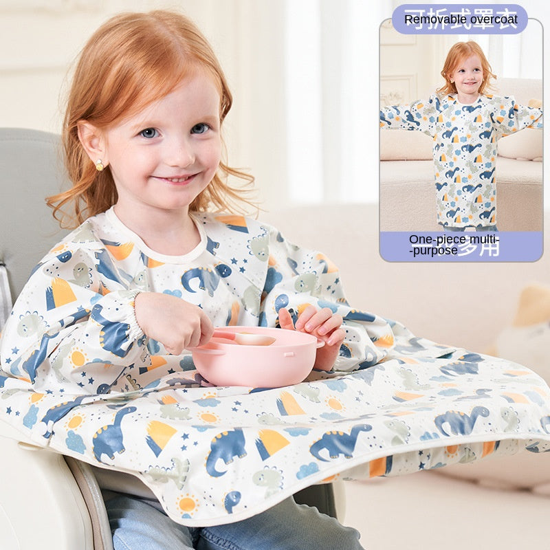 Waterproof Feeding Bib For Baby Boys Girls Infant MessFree Apron Smock Full Coverage Table Bib 9