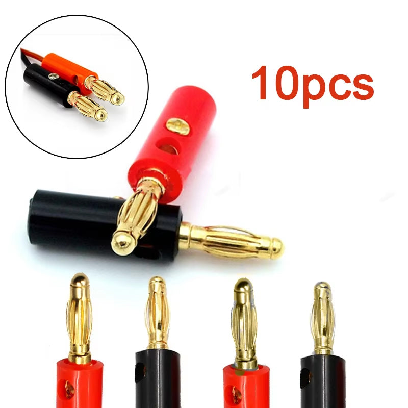 Banana Speaker Plugs Silver 4mm Audio Video Connector Speaker Cable Adapter 2