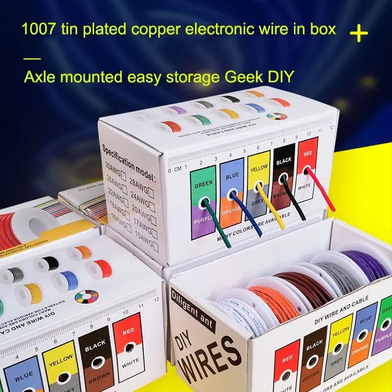 Premium 18 AWG Stranded Copper Wire Set  Flexible Tinned Copper Hookup Wire 5Color Kit 164 Ft Per R 2