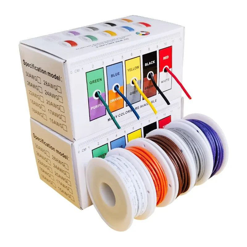 Premium 18 AWG Stranded Copper Wire Set  Flexible Tinned Copper Hookup Wire 5Color Kit 164 Ft Per R 5