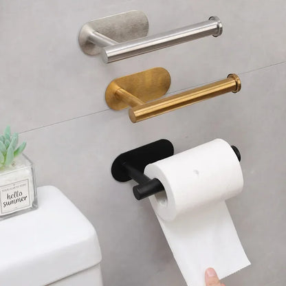 Self Adhesive Toilet Paper Holder Gold Stainless Steel Wall Mount Towel Roll Dispenser No Punching  3