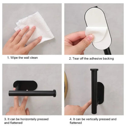 Self Adhesive Toilet Paper Holder Gold Stainless Steel Wall Mount Towel Roll Dispenser No Punching  5