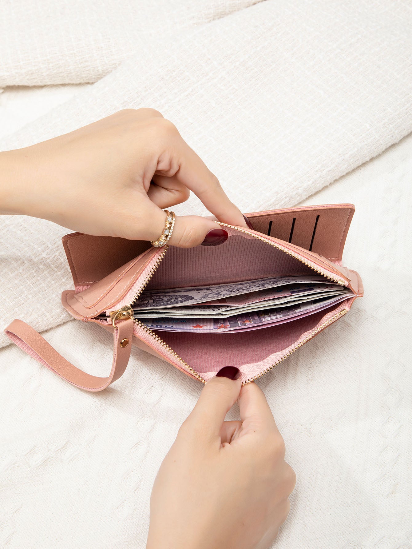 Ultra-Thin Mini PU Leather Women's Long Card Bag, Simple Solid Color Handbag, Credit Card Holder Wallet for Women