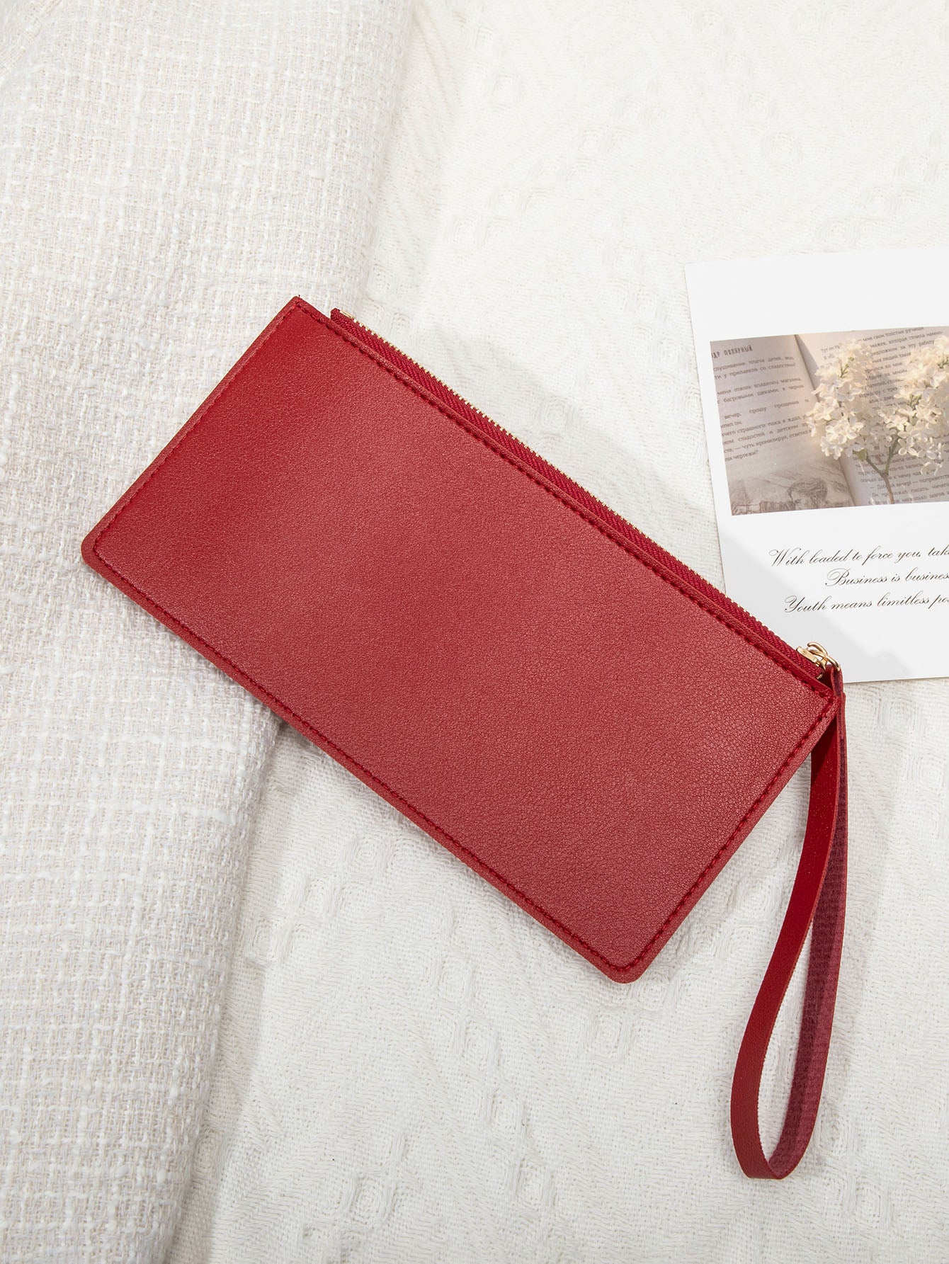Ultra-Thin Mini PU Leather Women's Long Card Bag, Simple Solid Color Handbag, Credit Card Holder Wallet for Women
