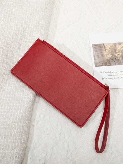 Ultra-Thin Mini PU Leather Women's Long Card Bag, Simple Solid Color Handbag, Credit Card Holder Wallet for Women