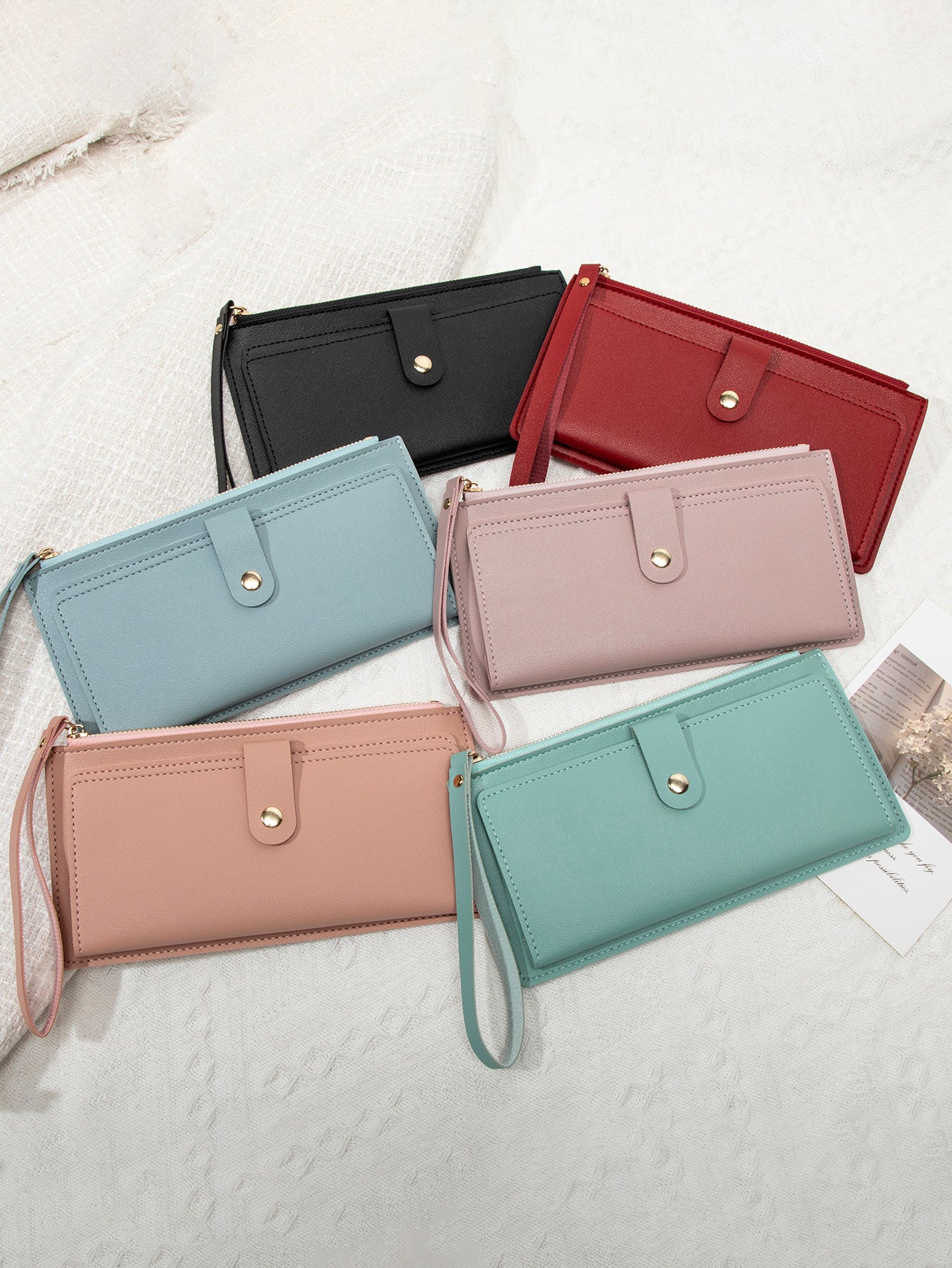 Ultra-Thin Mini PU Leather Women's Long Card Bag, Simple Solid Color Handbag, Credit Card Holder Wallet for Women