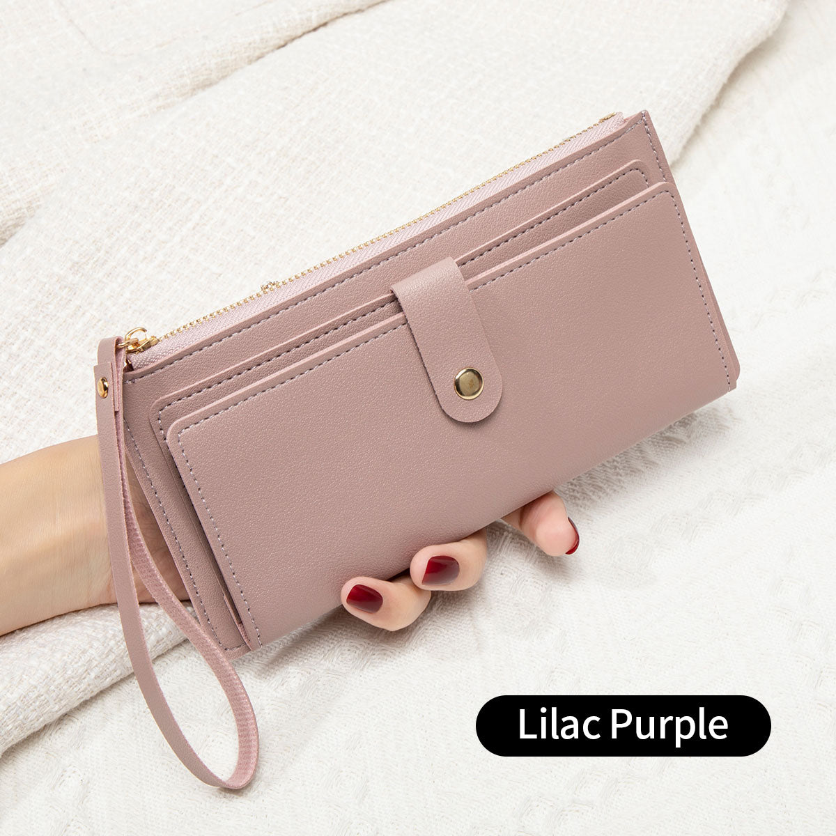 Ultra-Thin Mini PU Leather Women's Long Card Bag, Simple Solid Color Handbag, Credit Card Holder Wallet for Women