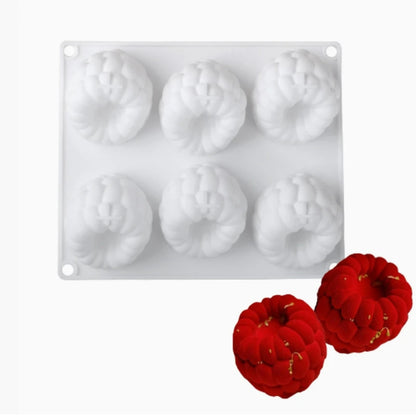 6 Hole Raspberry Mousse Mold DIY Flower Shape Silicone Molds Cake Decorating Tools For French Desse 2