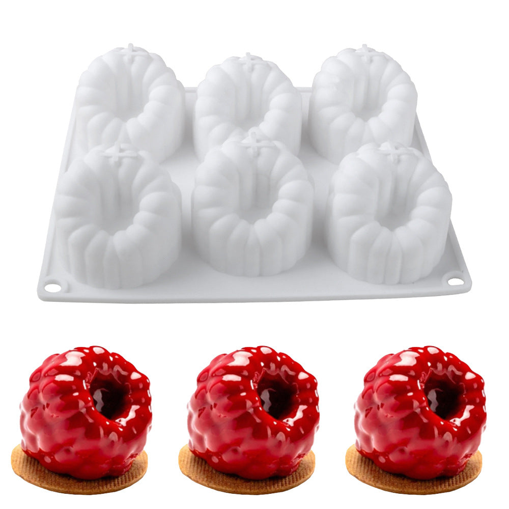 6 Hole Raspberry Mousse Mold DIY Flower Shape Silicone Molds Cake Decorating Tools For French Desse 3