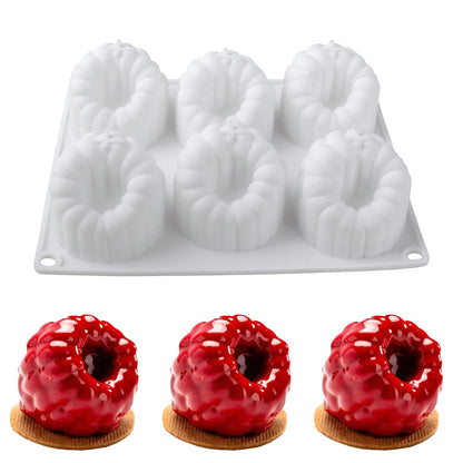 6 Hole Raspberry Mousse Mold DIY Flower Shape Silicone Molds Cake Decorating Tools For French Desse 3