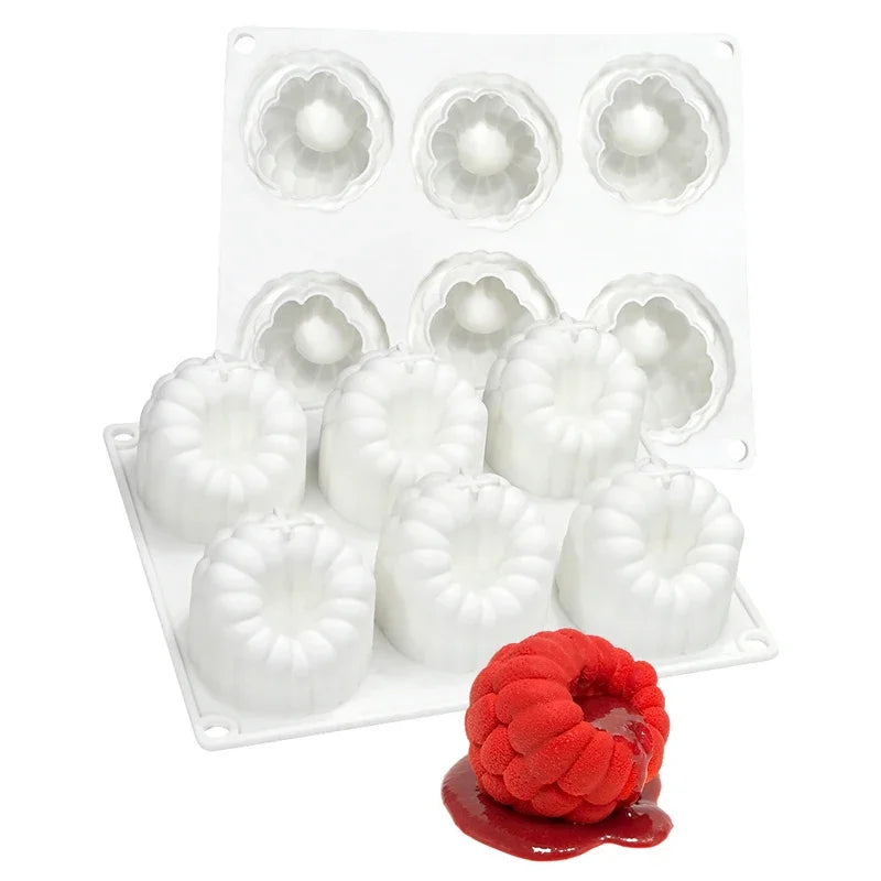 6 Hole Raspberry Mousse Mold DIY Flower Shape Silicone Molds Cake Decorating Tools For French Desse 4