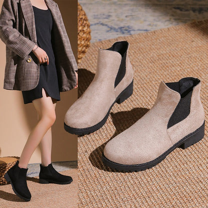 Chunky Heel Women Boots British Style Platform Casual Chelsea Boots Thick Sole For Winter And Autum 2