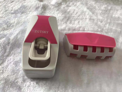 Bathroom Accessories Automatic Toothpaste Dispenser Wall Mount Toothbrush Holder DustProof Toothpas 4