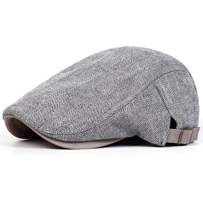 British Painters Hats Men Retro Herringbone Grid Newsboy Cap Adjustable Flat Cap