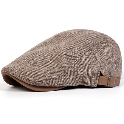 British Painters Hats Men Retro Herringbone Grid Newsboy Cap Adjustable Flat Cap