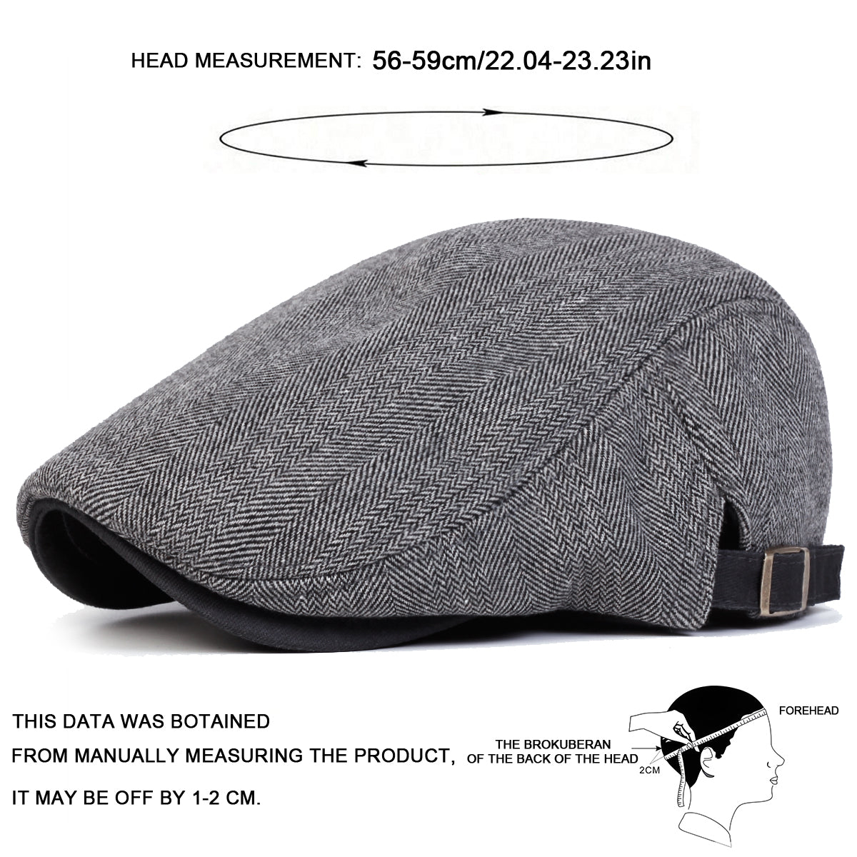 British Painters Hats Men Retro Herringbone Grid Newsboy Cap Adjustable Flat Cap