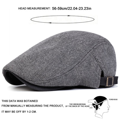 British Painters Hats Men Retro Herringbone Grid Newsboy Cap Adjustable Flat Cap