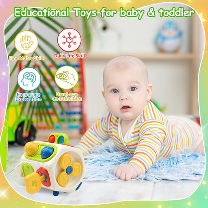 Fidget Busy Board, Montessori Busy Cube for Toddlers, Baby Learning Sensory Toys, Educational Gifts